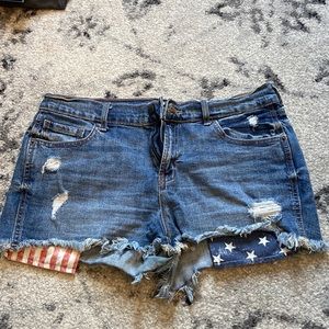 Womens American flag jean shorts